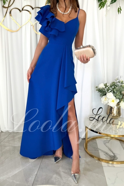 chabrowa kobaltowa długa sukienka maxi na wesele z falbaną Ballea Loola (2).jpg