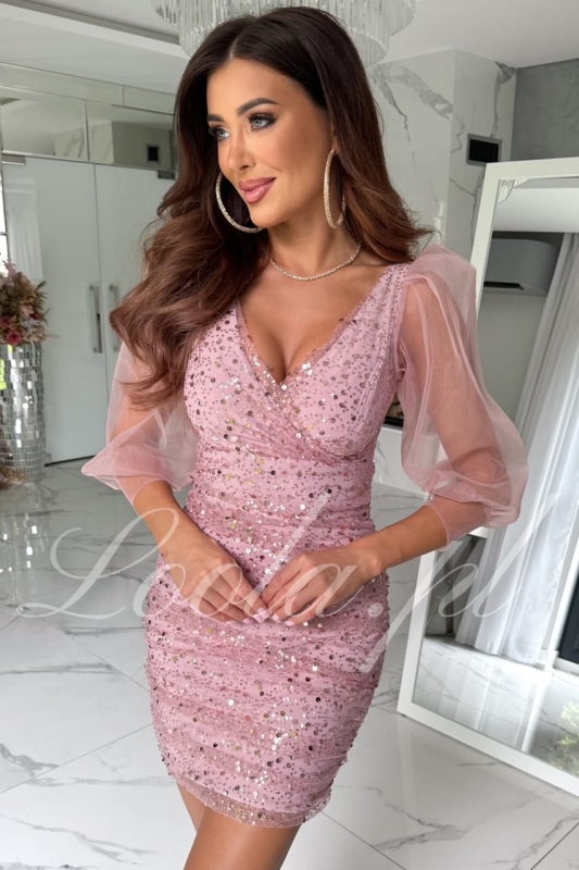 ROMANCE - różowa sukienka mini z cekinami